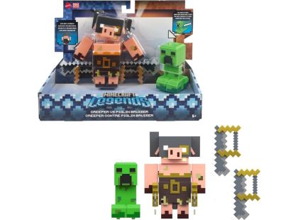 Minecraft Legends dvě figurky Creeper vs. Piglin Bruiser - Poškozený obal