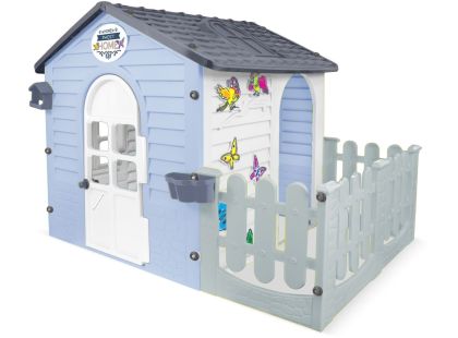 Mochtoys Zahradní domek modrobílý s plotem