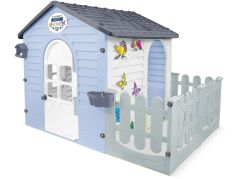Mochtoys Zahradní domek modrobílý s plotem