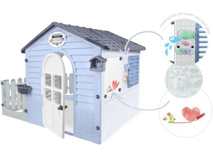 Mochtoys Zahradní domek modrobílý s plotem