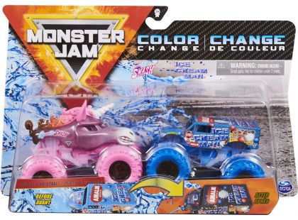 Monster Jam Sběratelská auta dvojbalení 1:64 Sparkle Smash a Ice Cream Man