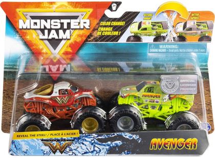 Monster Jam Sběratelská auta dvojbalení 1:64 Wonder Woman a Avenger