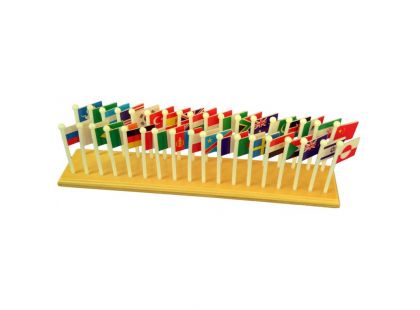 Montessori Svět - mapa s vlajkami na stojánku