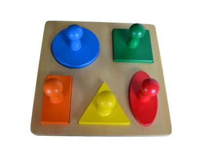 Montessori Puzzle vkládací Geometrické tvary 5 dílků