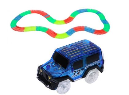 Mustar Dráha svítící ve tmě s autíčkem s LED světlem 165 ks - Poškozený obal