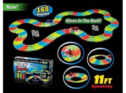 Mustar Dráha svítící ve tmě s autíčkem s LED světlem 165 ks - Poškozený obal