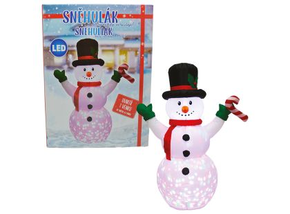 Nafukovací svítící sněhulák candy cane 150 cm