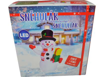 Nafukovací svítící sněhulák s dárky 124 cm