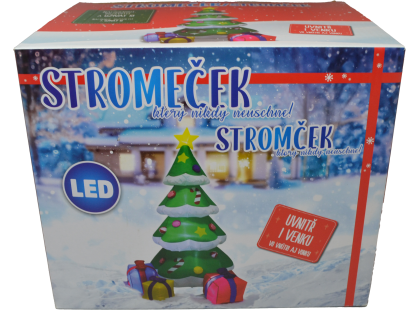 Nafukovací svítící stromeček s dárky 183 cm
