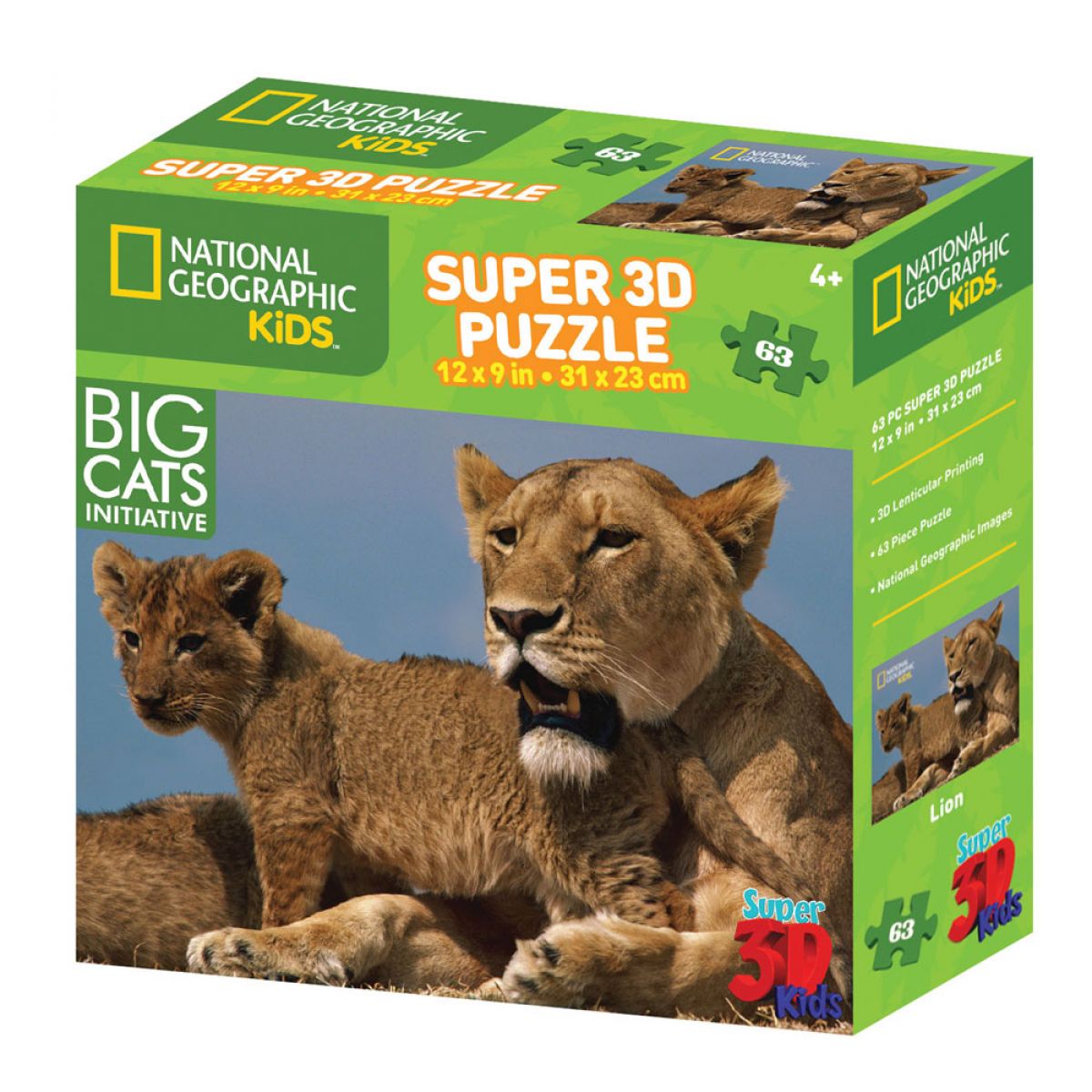 National Geographic Kids 3D Puzzle Lev 63 dílků