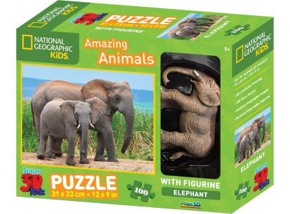 National Geographic Kids 3D Puzzle Slon 100 dílků figurka