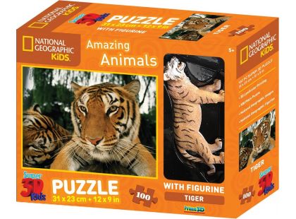 National Geographic Kids 3D Puzzle Tygr 100 dílků figurka