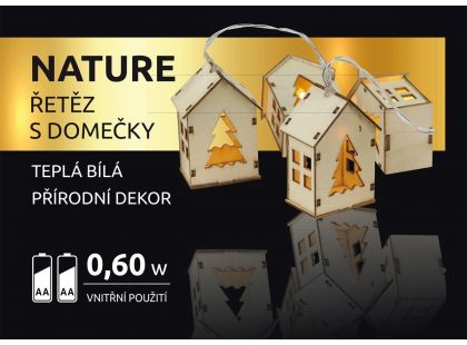 Nature Řetěz s domečky přírodní dekor