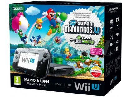 Nintendo Wii U Black Premium Pack 32GB + New Super Mario Bros.U + New Super Luigi U