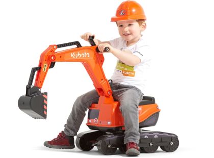 Odstrkovadlo - bagr oranžový s odklopným sedátkem + přilba