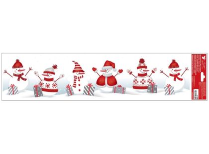 Okenní fólie pruh Sněhuláci 64 x 15 cm