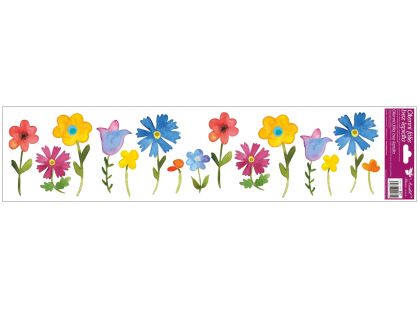 Anděl Okenní fólie Pruhy s kytkami 64 x 15 cm Barevné květiny