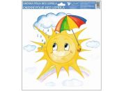 Anděl Okenní fólie Ručně malovaná sluníčka 30 x 30 cm Sluníčko s deštníkem