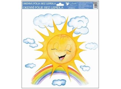 Anděl Okenní fólie Ručně malovaná sluníčka 30 x 30 cm Sluníčko s duhou