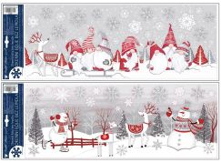 Okenní fólie s glitry Skřítci a sněhuláci 21 x 59,5 cm