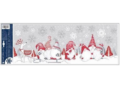 Okenní fólie s glitry Skřítci a sněhuláci 21 x 59,5 cm