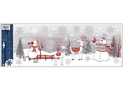 Okenní fólie s glitry Skřítci a sněhuláci 21 x 59,5 cm