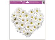 Anděl Okenní fólie Srdce z květů 30 x 33,5 cm bílé