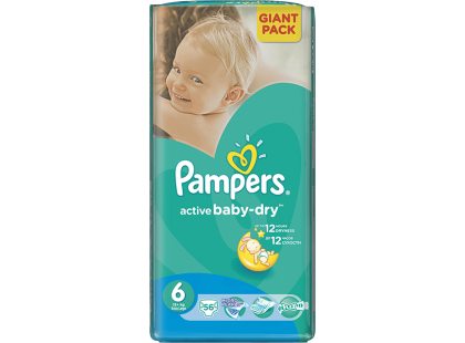 Pampers Active Baby 6 Extra Large 56ks - Poškozený obal
