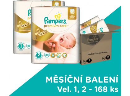 Pampers Premium Care 1 Newborn + Premium Care 2 mini 168ks Pampers Premium Care 1 Newborn + Premium Care 2 mini 168ks
