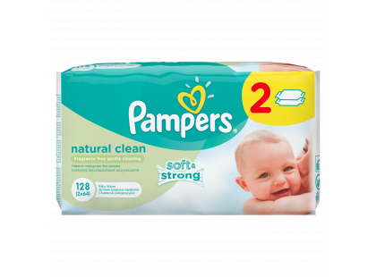 Pampers ubrousky Natural Clean 2x64ks
