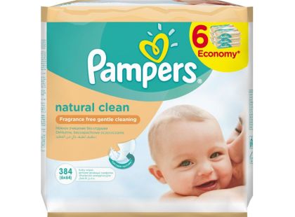 Pampers Ubrousky Natural Clean 6x64ks Pampers Ubrousky Natural Clean 6x64ks