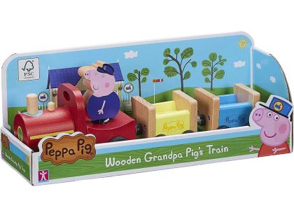 Peppa Pig dřevěný vláček a figurka Dědeček