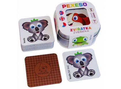 Pexeso Zvířátka 64 karet v plechové krabičce