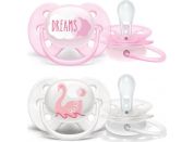 Philips Avent Šidítko Ultrasoft Text 0-6m dívka, 2 ks