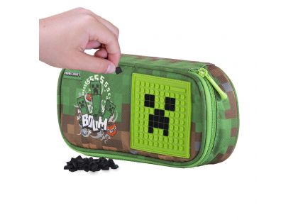 Pixie Crew Minecraft studentský penál zeleno-hnědý s malým panelem