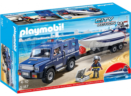 Playmobil 5187 Policejní auto s rychostním člunem