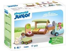 PLAYMOBIL® 71691 Junior: Stánek s biopotravinami a vysokozdvižný vozík