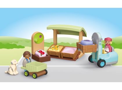 PLAYMOBIL® 71691 Junior: Stánek s biopotravinami a vysokozdvižný vozík