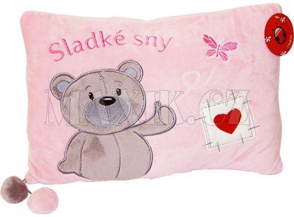 Plyšový polštář Sladké sny s bambulemi