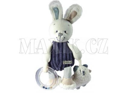 Plyšový zajíček jeans s chrastítkem 22 cm
