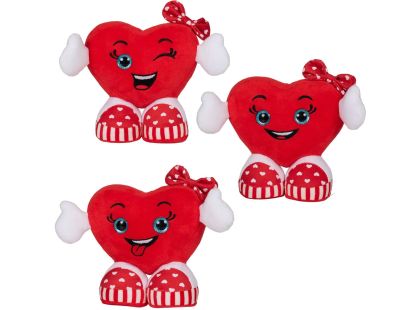 Plyšové Valentýnské srdce s ručkami a teniskami 15 cm Usmívají se