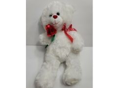 Plyšový medvěd bílý se srdíčkovou mašlí 60 cm