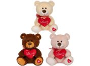 Plyšový medvěd s červeným srdíčkem 30 cm béžový