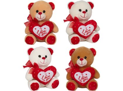 Plyšový Valentýský medvěd se srdíčkem I love you 15 cm bílý