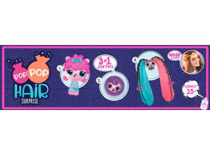 Pop Pop Hair Surprise 3-in-1 Pops 1. series růžové vlasy a mašličkou