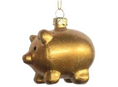 Prasátko skleněné s glitrem 6,5 x 6 x 4,5 cm