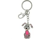 Přívěsek na klíče - Pes s růžovým kamenem