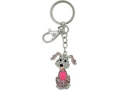 Přívěsek na klíče - Pes s růžovým kamenem