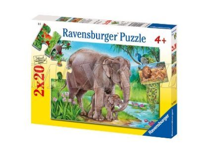 Puzzle Sloni a Lvi 2x20