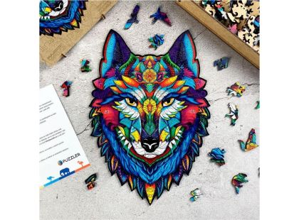 Puzzler Dřevěné barevné puzzle Majestátní vlk
